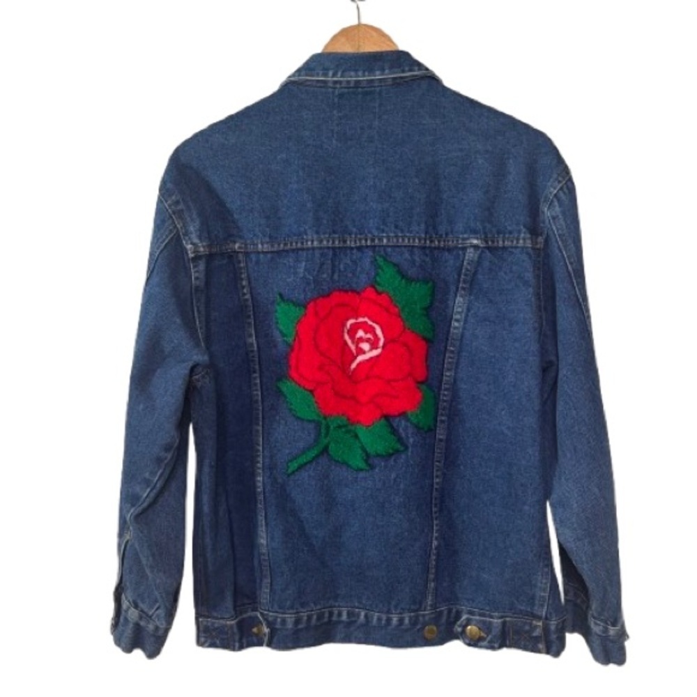 Daniel Vintage Y2K Upcycled Textured Rose Denim Jacket Unisex Size M